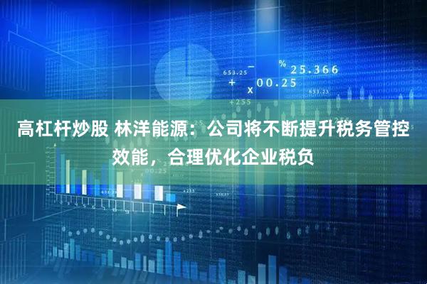 高杠杆炒股 林洋能源：公司将不断提升税务管控效能，合理优化企业税负